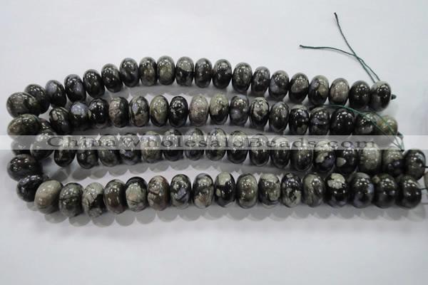 COP472 15.5 inches 10*16mm rondelle natural grey opal gemstone beads