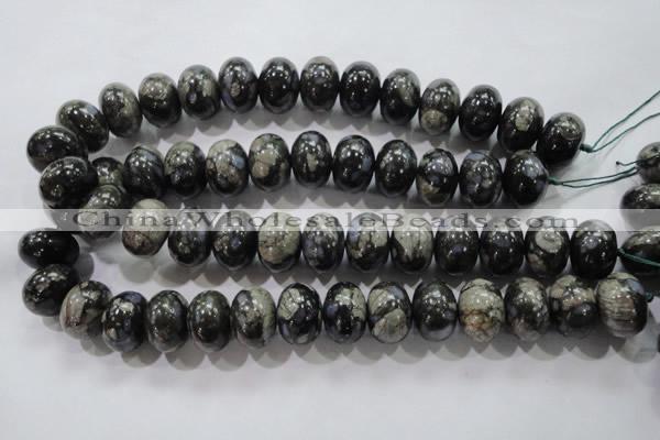 COP474 15.5 inches 15*20mm rondelle natural grey opal gemstone beads