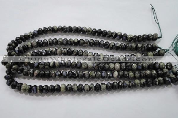 COP475 15.5 inches 6*10mm faceted rondelle natural grey opal beads
