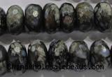 COP477 15.5 inches 10*16mm faceted rondelle natural grey opal beads