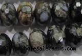 COP478 15.5 inches 13*18mm faceted rondelle natural grey opal beads