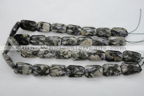 COP492 18*25mm faceted & twisted rectangle natural grey opal beads