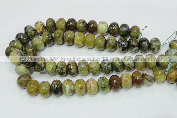 COP552 15.5 inches 15*20mm rondelle yellow & green natural opal beads