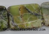 COP573 15.5 inches 30*40mm rectangle natural yellow & green opal beads