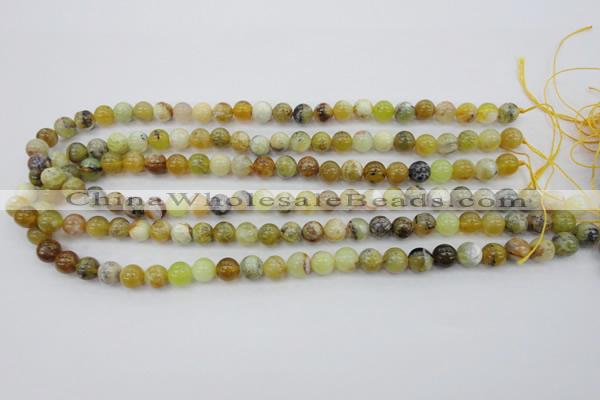 COP588 15.5 inches 8mm round natural yellow & green opal beads