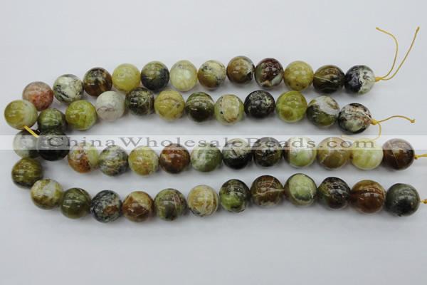 COP592 15.5 inches 16mm round natural yellow & green opal beads