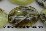 COP593 15.5 inches 25*35mm oval natural yellow & green opal beads