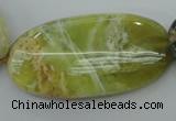 COP599 15.5 inches 25*50mm oval natural yellow & green opal beads