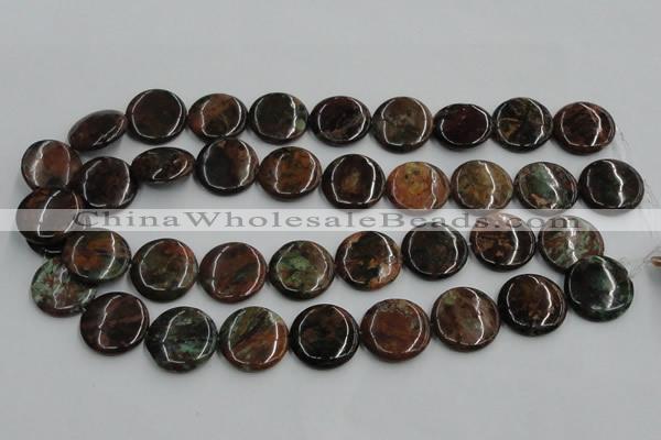 COP606 15.5 inches 20mm flat round green opal gemstone beads