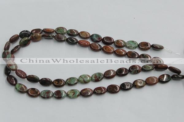 COP608 15.5 inches 10*14mm oval green opal gemstone beads wholesale