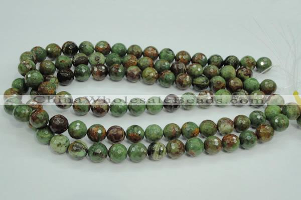 COP662 15.5 inches 8mm faceted round green opal gemstone beads