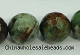 COP668 15.5 inches 20mm faceted round green opal gemstone beads