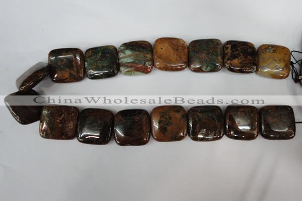 COP766 15.5 inches 25*25mm square green opal gemstone beads