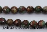 COP963 15.5 inches 10mm faceted round green opal gemstone beads