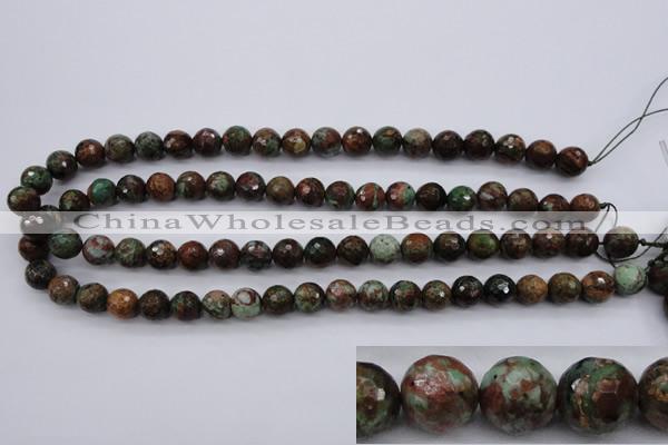 COP964 15.5 inches 12mm faceted round green opal gemstone beads