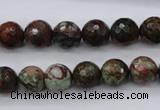 COP965 15.5 inches 14mm faceted round green opal gemstone beads