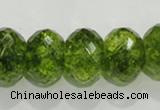 COQ104 15.5 inches 13*18mm faceted rondelle dyed olive quartz beads