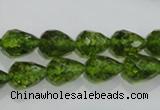 COQ108 15.5 inches 8*12mm faceted teardrop dyed olive quartz beads