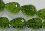 COQ112 15.5 inches 15*20mm faceted teardrop dyed olive quartz beads