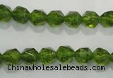 COQ116 15.5 inches 8mm faceted nuggets dyed olive quartz beads