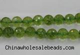 COQ12 16 inches 8mm faceted round dyed olive quartz beads wholesale