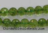 COQ16 16 inches 14mm faceted round dyed olive quartz beads wholesale