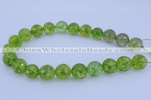 COQ18 16 inches 18mm faceted round dyed olive quartz beads wholesale