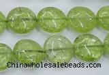 COQ25 16 inches 15mm flat round dyed olive quartz beads wholesale