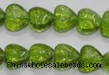 COQ30 15.5 inches 14*14mm heart dyed olive quartz beads wholesale