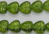 COQ33 15.5 inches 20*20mm heart dyed olive quartz beads wholesale