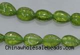 COQ40 15.5 inches 8*12mm flat teardrop dyed olive quartz beads