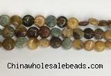 COS243 15.5 inches 10mm flat round ocean stone beads wholesale