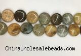 COS249 15.5 inches 25mm flat round ocean stone beads wholesale