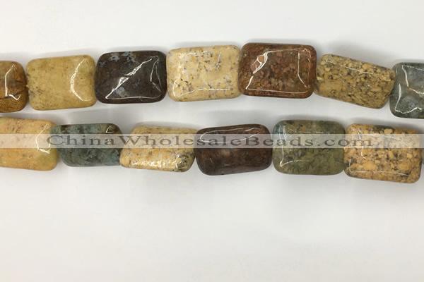 COS254 15.5 inches 15*20mm rectangle ocean stone beads wholesale