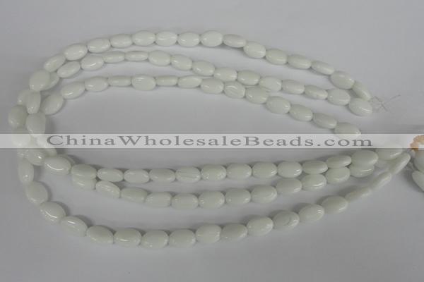 COV58 15.5 inches 8*12mm oval white porcelain beads wholesale