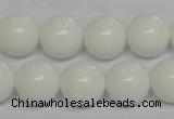 CPB06 15.5 inches 14mm round white porcelain beads wholesale