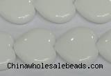 CPB106 15.5 inches 20*20mm heart white porcelain beads wholesale