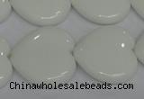 CPB107 15.5 inches 25*25mm heart white porcelain beads wholesale