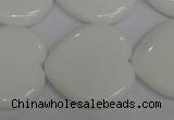 CPB108 15.5 inches 30*30mm heart white porcelain beads wholesale