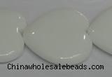 CPB109 15.5 inches 35*35mm heart white porcelain beads wholesale