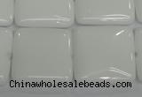 CPB116 15.5 inches 25*25mm square white porcelain beads wholesale