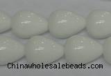 CPB25 15.5 inches 15*20mm teardrop white porcelain beads wholesale