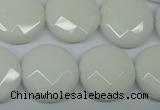 CPB304 15 inches 18mm faceted coin white porcelain beads