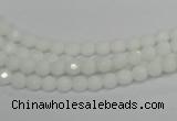 CPB31 15.5 inches 4mm faceted round white porcelain beads wholesale