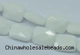 CPB328 15 inches 10*14mm faceted rectangle white porcelain beads