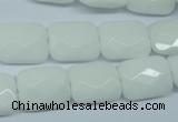 CPB329 15 inches 12*16mm faceted rectangle white porcelain beads