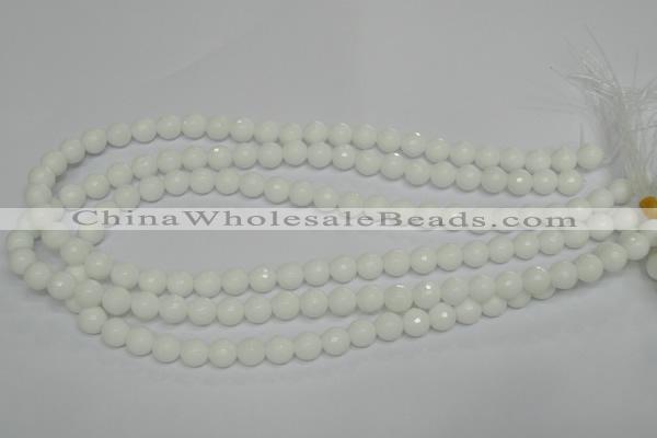 CPB33 15.5 inches 8mm faceted round white porcelain beads wholesale
