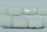 CPB330 15 inches 13*18mm faceted rectangle white porcelain beads