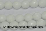 CPB34 15.5 inches 10mm faceted round white porcelain beads wholesale