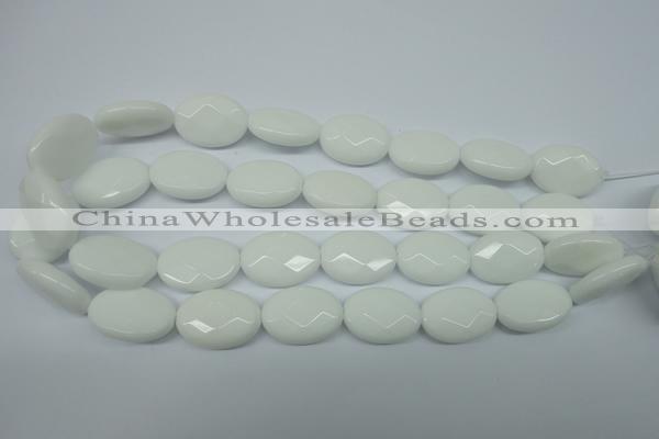 CPB340 15 inches 18*25mm faceted oval white porcelain beads